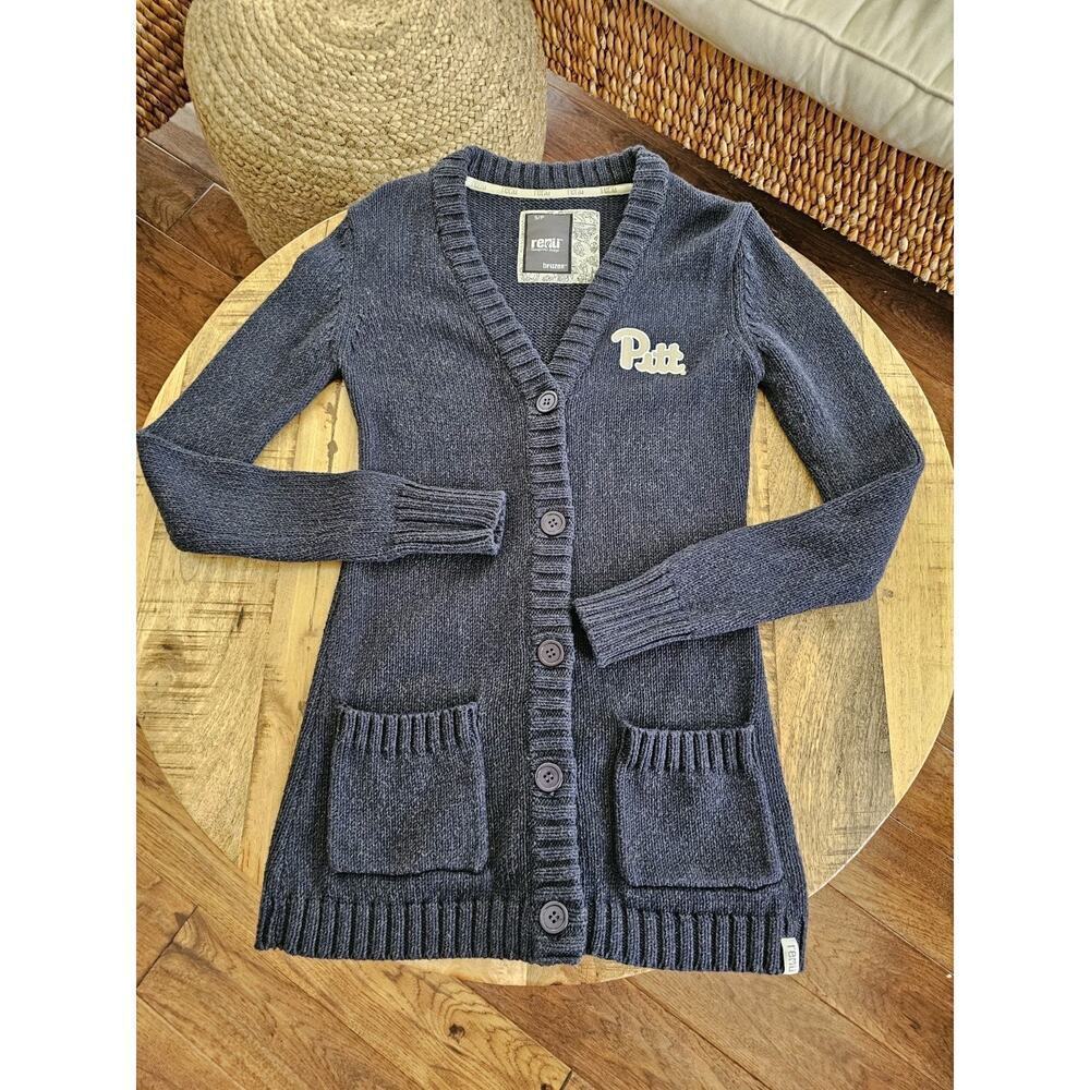 Bruzer Renu Women's Pittsburgh University Cardigan Sweater Size S EUC Navy - Picture 7 of 13